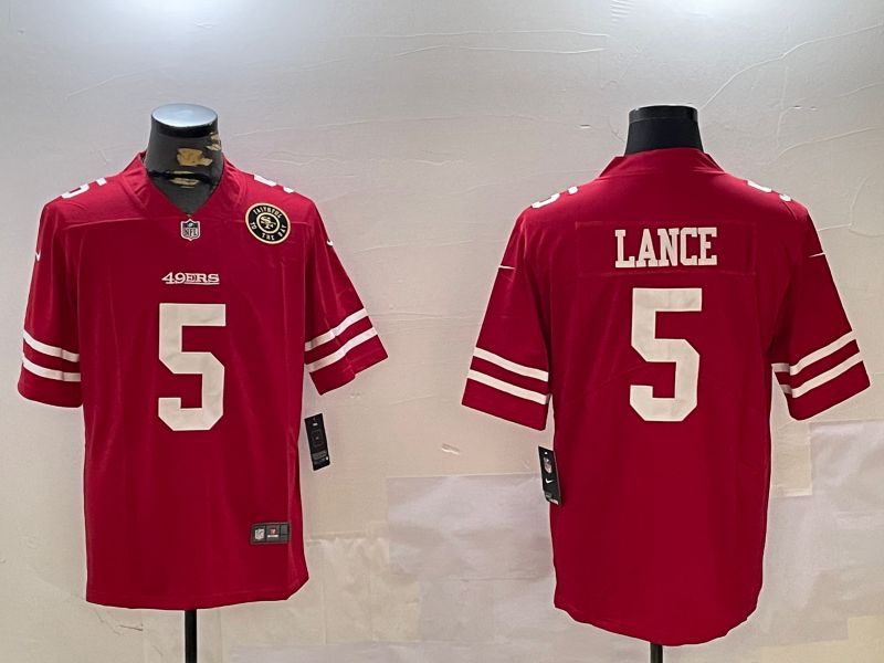 Men San Francisco 49ers #5 Lance Red Second generation 2024 Nike Limited NFL Jersey style 8